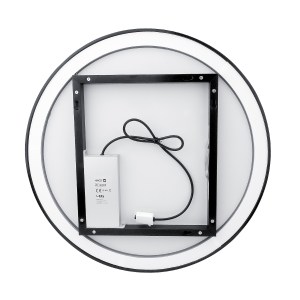 Fekete kerek LED tükör 600 × 600 érintésérzékelővel